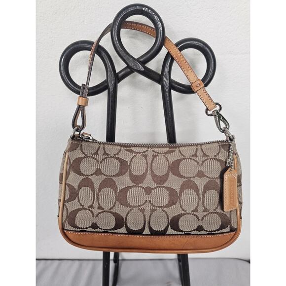 VTG Coach Pouch Mini Handbag Convertible Signature Beige 6094 - Picture 1 of 4